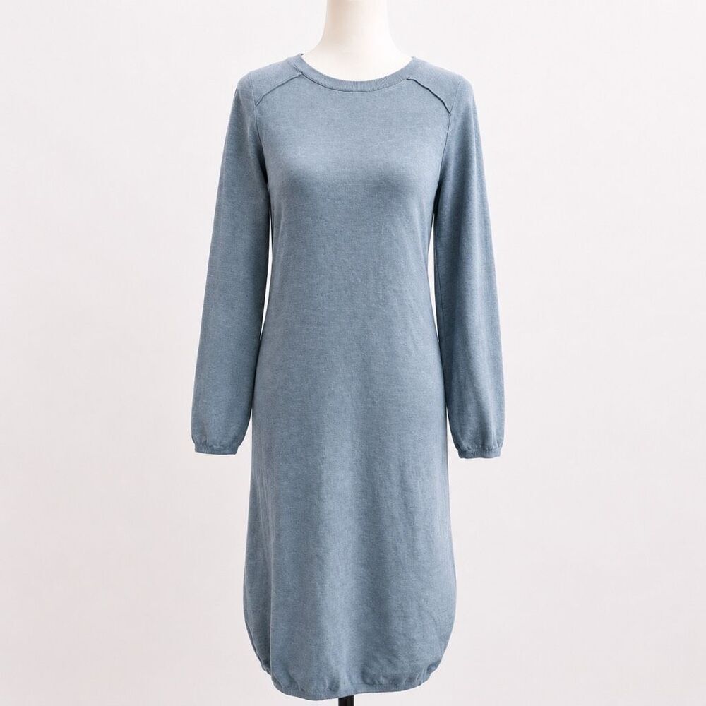 Humanoid Knit Midi Dress Blue Gray Long Sleeve Minimalist XS